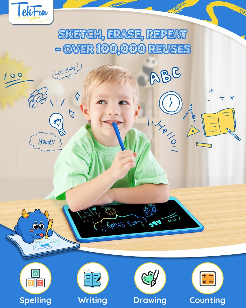 TEKFUN Kids Toys Gifts for 3+ Years Old Boys Girls Toddler  12inch LCD Writing Tablet Erasable Drawing Tablet Writing Pads  Kids Travel Toys Boys Girls Birthday Gifts Age 3 4 5 6 7 (Blue) - Image 2
